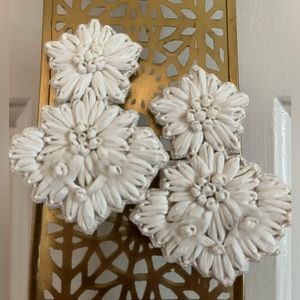 White statement beaded earrings